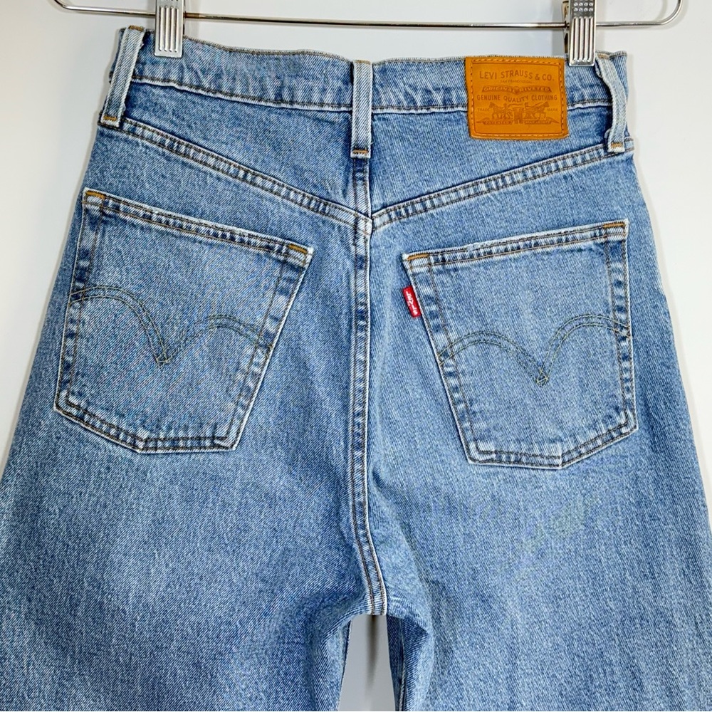 Levi's Premium Ribcage Straight Jeans Haters Gonna Hate 27 High Rise Ankle Big E - Picture 7 of 16